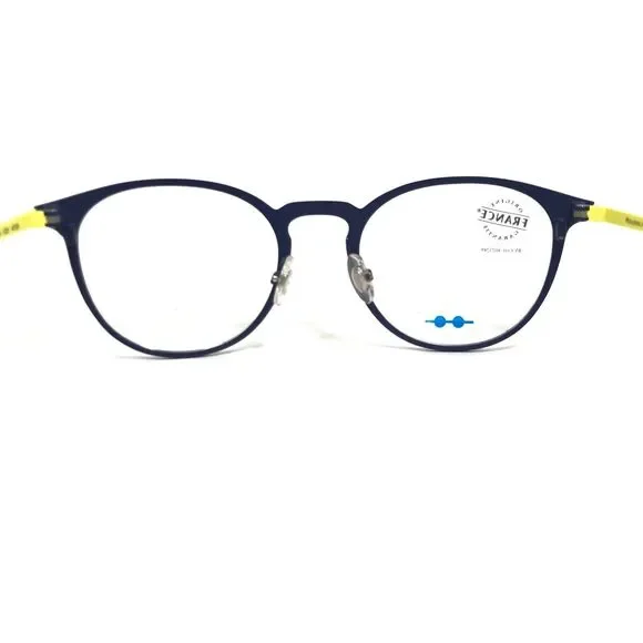 POP by Roussilhe Eyeglasses Frames 34B C25 Navy Blue Neon Yellow Round 47-20-135
